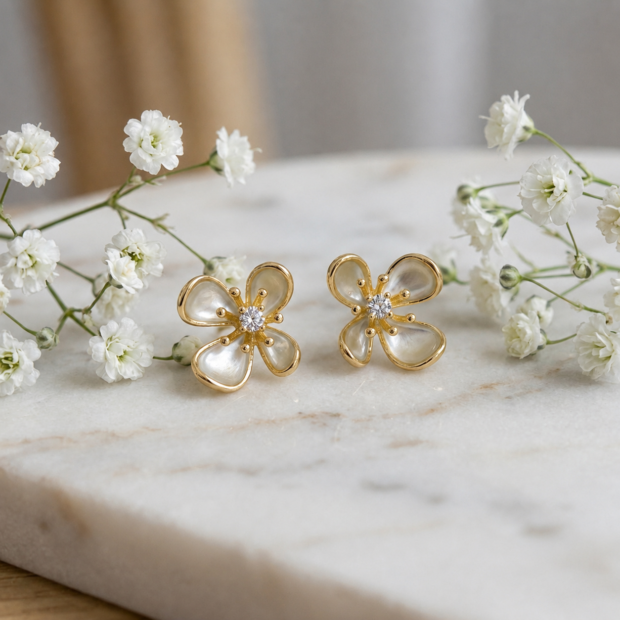 Earring Gold Rose